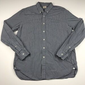 JCrew Shirt Button Vintage Gingham Cotton Navy White Preppy Golf Office Casual